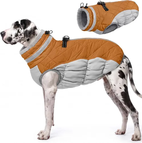 Vista 32 de AOFITEE Abrigo para perro, chaquetas cálidas para perros pequeños, abrigo de invierno para perros con arnés integrado, chaqueta de invierno