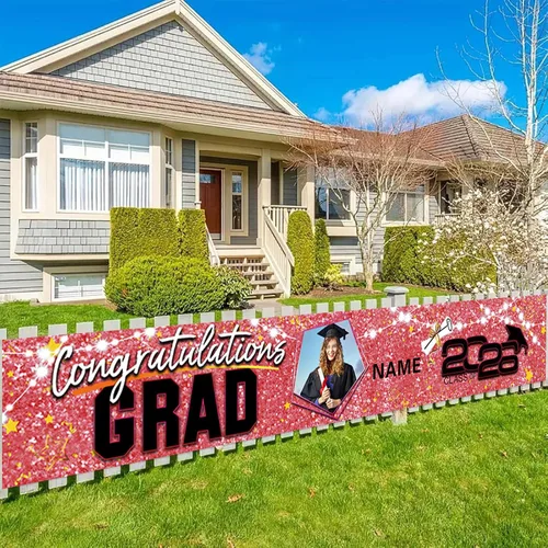 Vista 10 de Decoraciones personalizadas para fiestas de graduación 2026 – Cartel de felicitación de graduación grande – Cartel de fondo de graduación