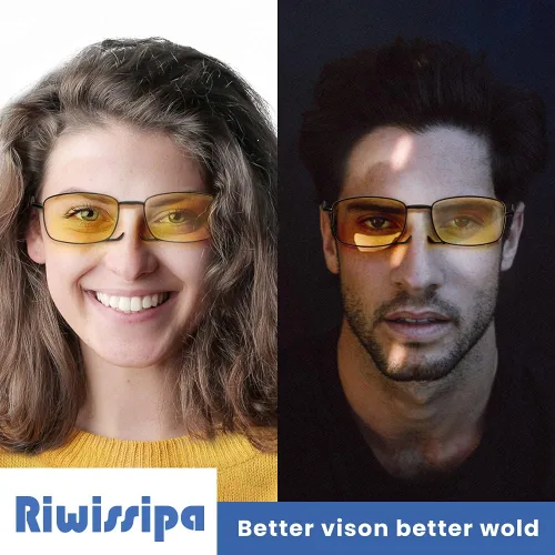 Vista 2 de Gafas plegables bloqueo de luz azul visión nocturna gafas de sol unisex con funda portátil