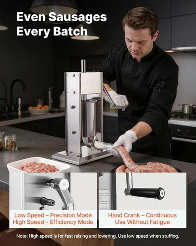 Vista 2 de VEVOR Relleno manual de salchichas, relleno vertical de carne de 7 libras B-3L
