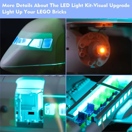 Vista 4 de LocoLee Kit de luz LED compatible con LEGO Passenger Airplane 60367, accesorios de iluminación creativa de bricolaje compatibles con LEGO 60367