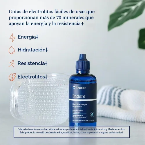 Vista 2 de Trace Minerals Endure Gotas de electrolitos, 4 onzas, hidratación sin