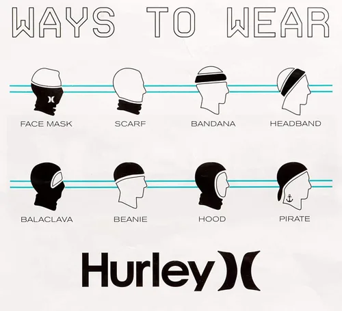 Vista 3 de Hurley Mascarilla facial ligera multiusos para el cuello con tecnología de absorción de humedad
