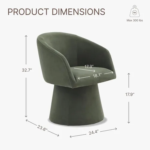 Vista 3 de KISLOT Sillas de Comedor Giratorias Sillón de Acento Moderno Silla Lateral de Escritorio para Comedor Tocador Dormitorio Sala de Estar Sala de Verde