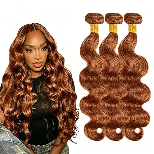 Vista 8 de P4613 Cabello humano rizado onda profunda marrón y paquetes mixtos 8 10 12 P4613 Ombre Marrón-Rubio-DP