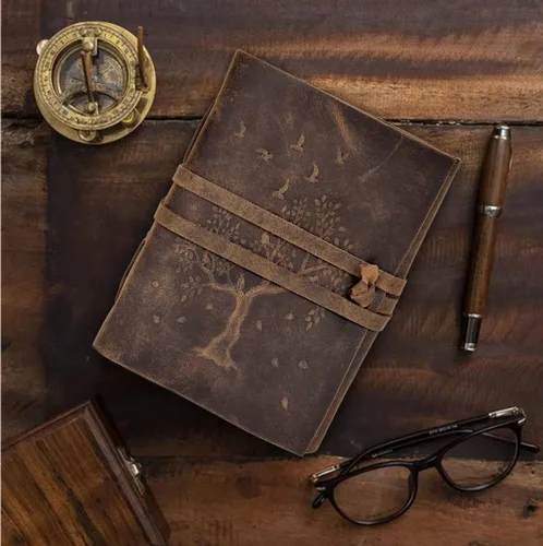 Vista 2 de Diario de árbol de la vida, diario de cuero, cuaderno de cuero, diario vintage, diario de 200 páginas, diario de árbol de la vida para mujeres