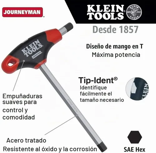 Vista 2 de Klein Tools JTH6E15 Llave hexagonal de 3/8 pulgadas con mango en T Journeyman, 6 pulgadas