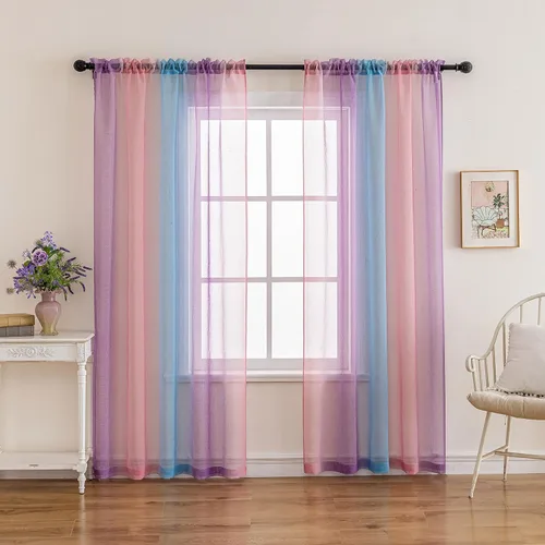 Vista 25 de Anytime Paneles de Cortinas Transparentes Arcoíris para Sala de Estar Elegantes Juegos de Tratamiento de Ventanas Translúcidas Filtrantes de Luz