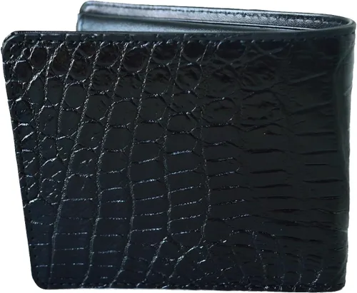 Vista 2 de Billetera de cuero plegable para hombre, Negro