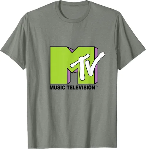 Vista 70 de Camiseta de tratamiento de relleno con logotipo MTV verde lima y morado, Negro, S Azul Marino