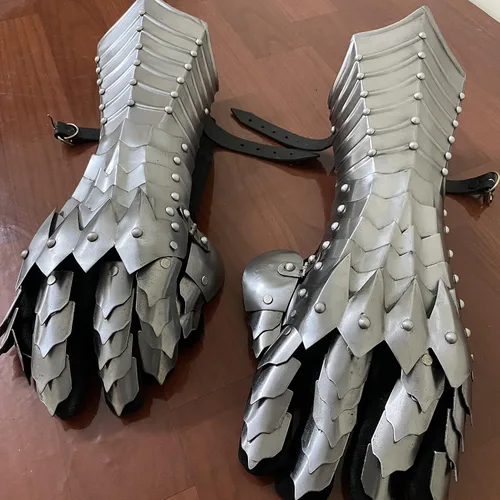 Vista 2 de AnNafi Guanteletes de fantasía SCA Armor Guanteletes Guantes de hierro Guantes de armadura medievales totalmente funcionales hechos a mano