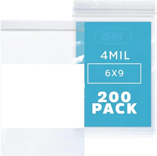 Vista 31 de GPI - 2" x 3" - Paquete a granel de 100, bolsas de plástico transparente con cierre de cremallera de 4 mil de grosor, resistentes, con bloque blanco