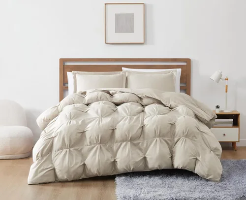 Vista 5 de TRULY SOFT Cloud Puffer - Juego de edredón de microfibra beige de 2 piezas, con temática sólida, para hombres y mujeres, certificado Oeko-TEX