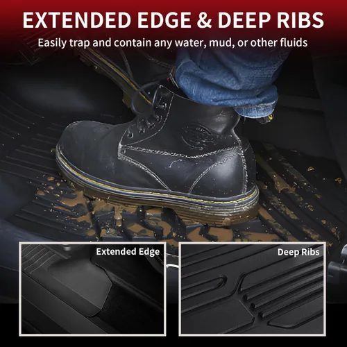 Vista 4 de LASFIT Alfombrillas delanteras para Ford F-150 2015-2026 F150 Lightning 2022-2025 SuperCrew & Super Cab Alfombra para todo tipo de clima, tapetes