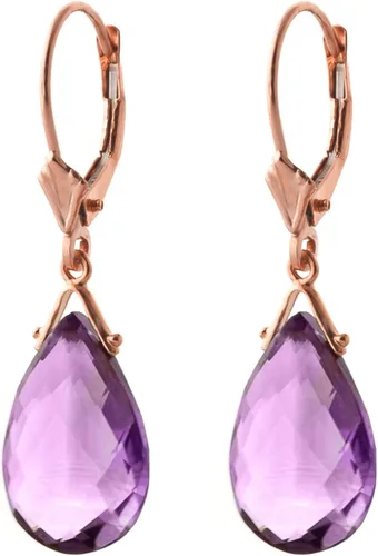 Vista 4 de Galaxy Gold GG Pendientes colgantes de oro rosa de 14 k con amatista briolette