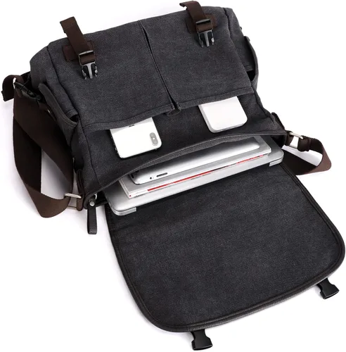 Vista 4 de Bolso de mensajero para hombre resistente al agua unisex bolsas de mensajero vintage para mujer bolsa de laptop de 14 pulgadas y 156 pulgadas
