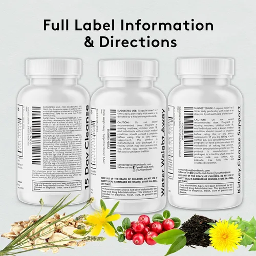 Vista 9 de Youth & Tonic Apoyo completo de desintoxicación multiórgano: limpiador de colon y desintoxicación intestinal de 15 días, limpieza renal, equilibrio