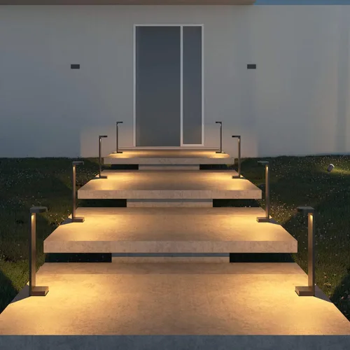 Vista 4 de Luces de poste al aire libre, simple y moderna luz LED eléctrica para césped de aluminio, impermeable, luz de jardín, villa, calle, comunidad