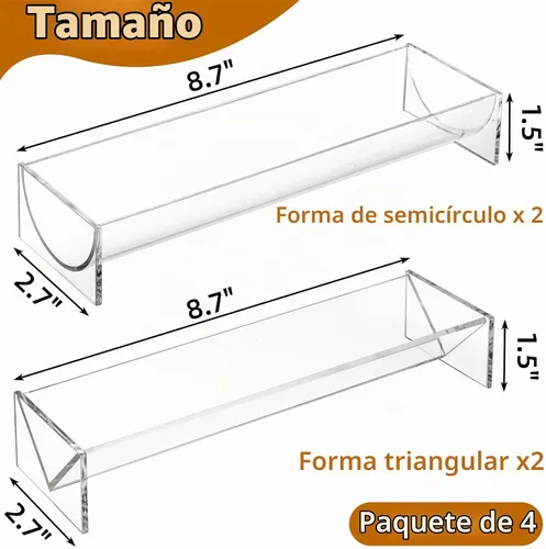 Vista 2 de SOUJOY Paquete de 4 bandejas de galletas para servir, soporte acrílico para galletas, soporte rectangular transparente para exhibición de alimentos