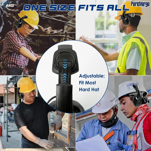 Vista 6 de Orejeras para casco duro, orejeras para reducción de ruido para accesorios de casco duro, protección auditiva de construcción para adultos