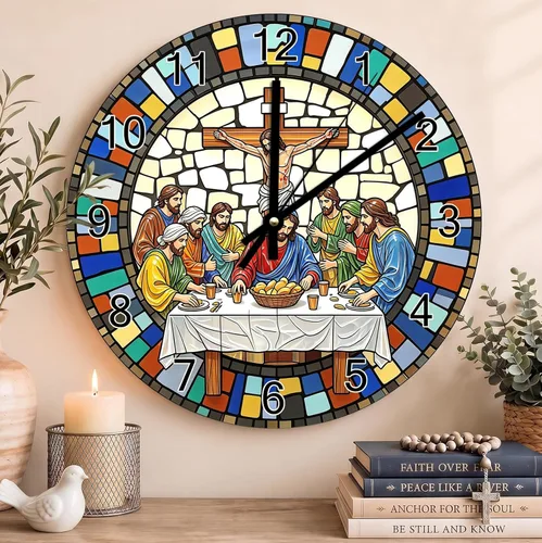 Vista 29 de Reloj con versículo bíblico con citas de Jesús, relojes de 0929Regalos Cristianos (2)