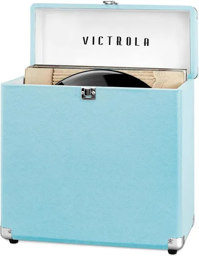 Vista 7 de Victrola Collector – Estuche de almacenamiento para discos de vinilo – Capacidad para más de 30 discos de vinilo para tocadiscos, hardware