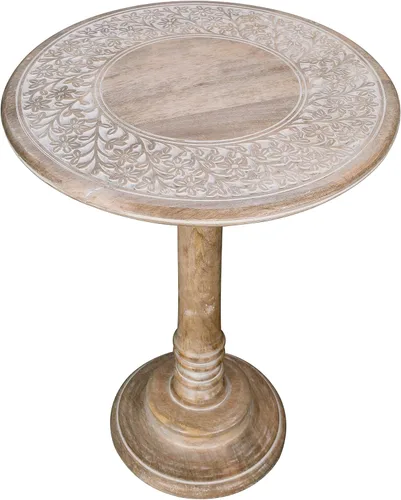 Vista 33 de Mesa auxiliar de madera rústica de 12 x 22 pulgadas, mesa auxiliar tallada a mano, mesa de noche con acabado quemado para dormitorio, mesa