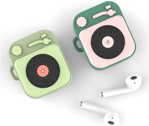 Vista 6 de Funda compatible con auriculares Airpods 1 y 2, diseño creativo retro de Mapoo, silicona suave, impermeable, a prueba de golpes, funda protectora
