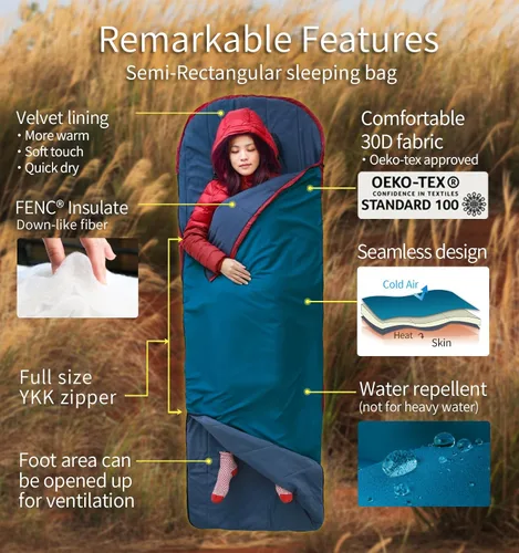 Vista 3 de Litume Lightweight Sleeping Bag for Adults, Summer Backpacking Compact