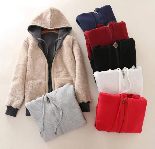 Vista 5 de Gihuo Sudadera con capucha con forro de sherpa para mujer, con cremallera, cálida y cómoda chaqueta de forro polar con capucha