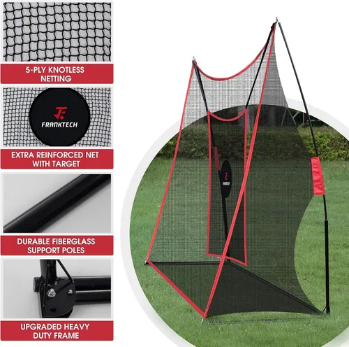 Vista 4 de Red de práctica de golf, red de campo de conducción resistente con objetivo de astillado de alto impacto, incluye bolsa de transporte y pelotas