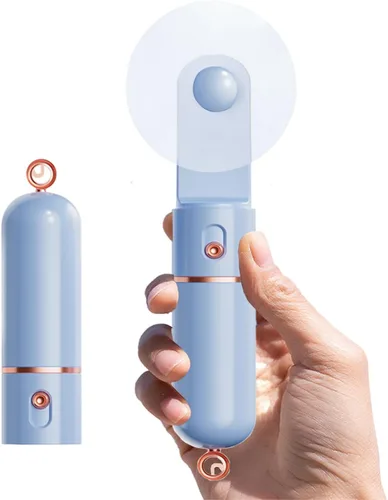 Vista 8 de AOCOOLFAN Ventilador de mano portátil, recargable por USB de 3 velocidades, ventilador de bolsillo pequeño personal de viaje para niñas y mujeres al