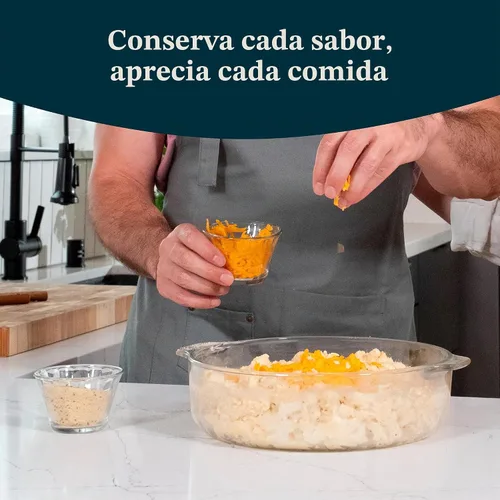 Vista 2 de Libbey Baker's Basics Juego de 8 Piezas de Platos de Vidrio para Hornear Cupcake Party con Tapas, Cuencos Redondos Pequeños de Vidrio, Cuencos