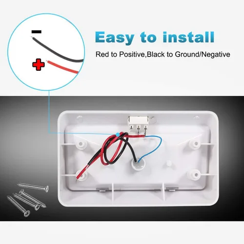 Vista 5 de Partsam Luz LED rectangular para porche RV con interruptor de encendido/apagado, lámpara exterior de casa rodante, repuesto para casas rodantes