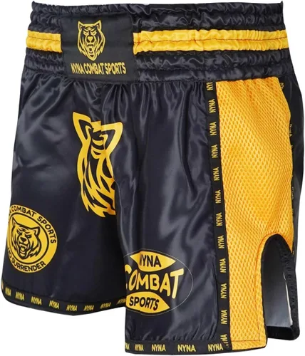 Vista 2 de Nyna Combat Muay Thai Shorts MMA Pantalones cortos para entrenamiento de lucha para artes marciales para hombres y mujeres