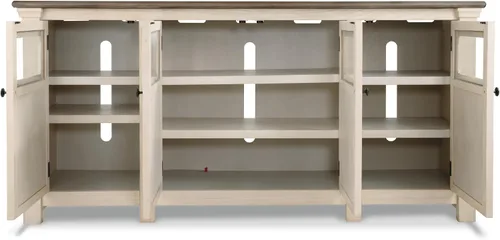 Vista 21 de Diseño de firma por Ashley Bolanburg - Soporte extra grande para TV, para televisores de hasta 72", 3 gabinetes, estantes de almacenamiento