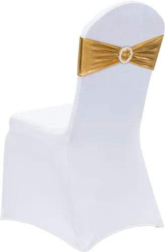 Vista 18 de Obstal 10 cintas elásticas de elastano para sillas de recepción de boda, bandas elásticas universales para silla con hebilla deslizante