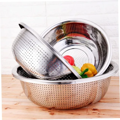 Vista 4 de UPKOCH Colador de metal Colador de malla fina, 1 colador de acero inoxidable, colador de lavado de arroz, colador de metal, escurridor de frutas