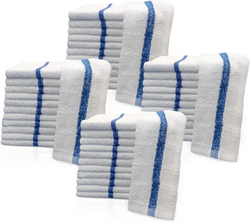 Vista 9 de Terry Bar Mop Blue Stripe [6 Pack - 16" x 19"] Blue Dish Towels for Kitchen, 100% Cotton, Reusable Dish Rags, Ultra Soft, Durable & Quick-Dry