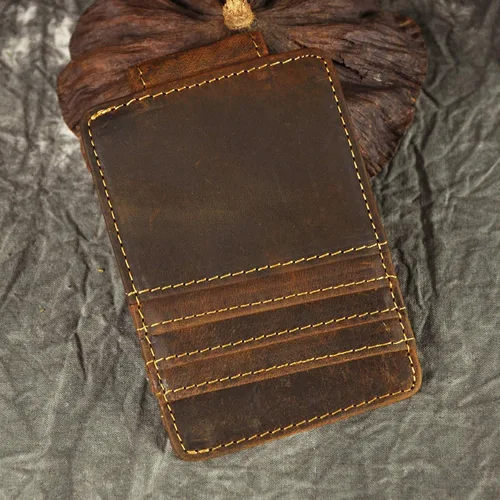 Vista 3 de Billetera de doble cara de cuero para hombre, moderna, pequeña, delgada, perfecta para tarjetas, monedas, etc. Billetera delgada y resistente