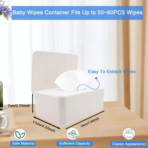Vista 3 de Abnaok Dispensador de toallitas húmedas para bebés, caja de pañuelos húmedos con tapa de diseño de sellado, soporte para toallitas húmedas portátil