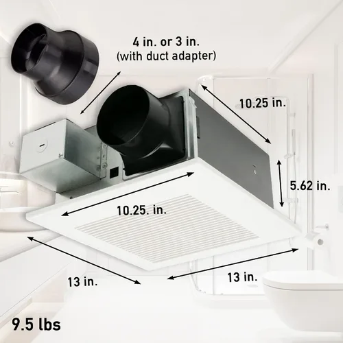Vista 2 de Panasonic WhisperFit Retrofit - Ventilador de techo para montaje en el baño, 50-80-110 CFM, FV-0511VF1