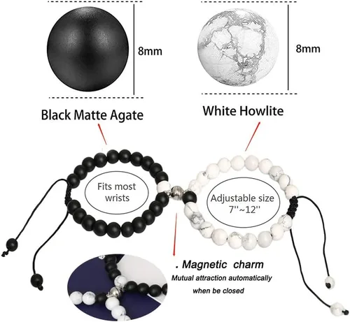 Vista 4 de Regalos para parejas para novio, novia, pulseras magnéticas para pareja, aniversario, regalo de Navidad para marido, esposa, pareja a juego