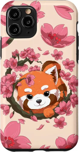 Vista 28 de Funda para iPhone 15 Pro Cute Red Panda y Sakura Cherry Blossom