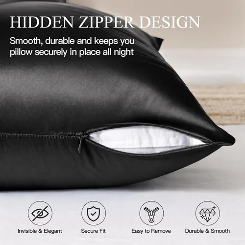 Vista 6 de INSSL - Funda de almohada de seda para mujeres, funda de almohada de seda de morera para cabello y piel, mantente cómoda y transpirable durante