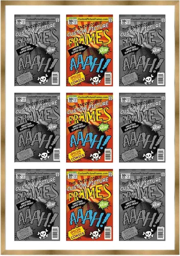 Vista 30 de Marco de cómic negro con alfombrilla negra para cómics de la Edad Dorada