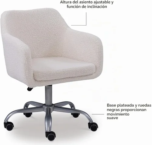 Vista 11 de Linon Home Decor Products Linon Brooklyn Sherpa - Silla de oficina, color marfil