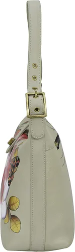 Vista 6 de Anna by Anuschka Women's Hand-Painted Genuine Leather Studded Side Hobo