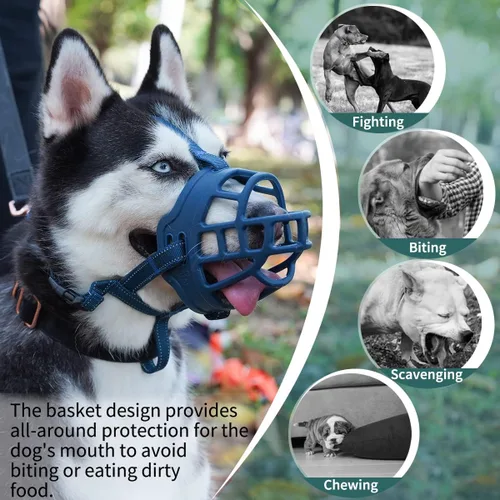 Vista 5 de Bozal de cesta de perro BARKLESS para pastor alemán para evitar morder Small Medium Large Dogs, Soft Cage Mouth Cover for Biting Chewing, Allow