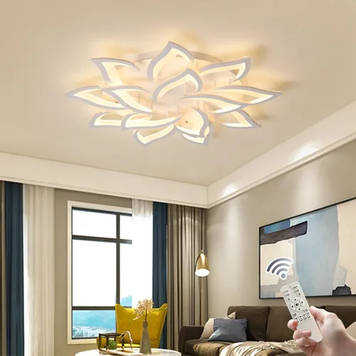 Vista 12 de Garwarm Lámpara de Techo LED Moderna, Regulable de 3 Cabezales Cuadrados Accesorio de Lámpara de Techo con Control Remoto, Candelabro de Techo